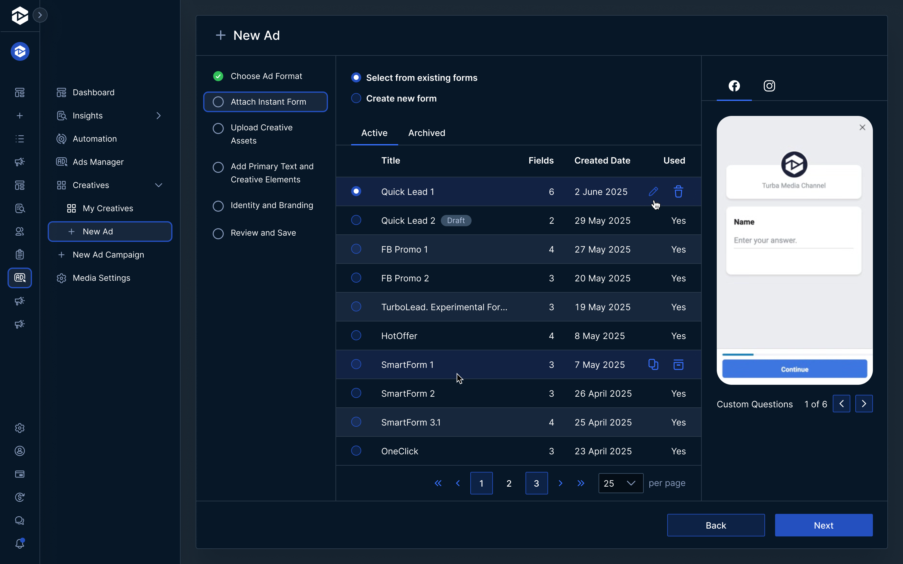 Analytics dashboard for user 'Mark Copeland' showing audience data across Instagram, Facebook, Twitter, YouTube, and Reddit. Includes bar charts of audience growth across all platforms and per platform, a pie chart of audience distribution by platform, and a segment breakdown by coaching types like personal development, life, and business coaching.