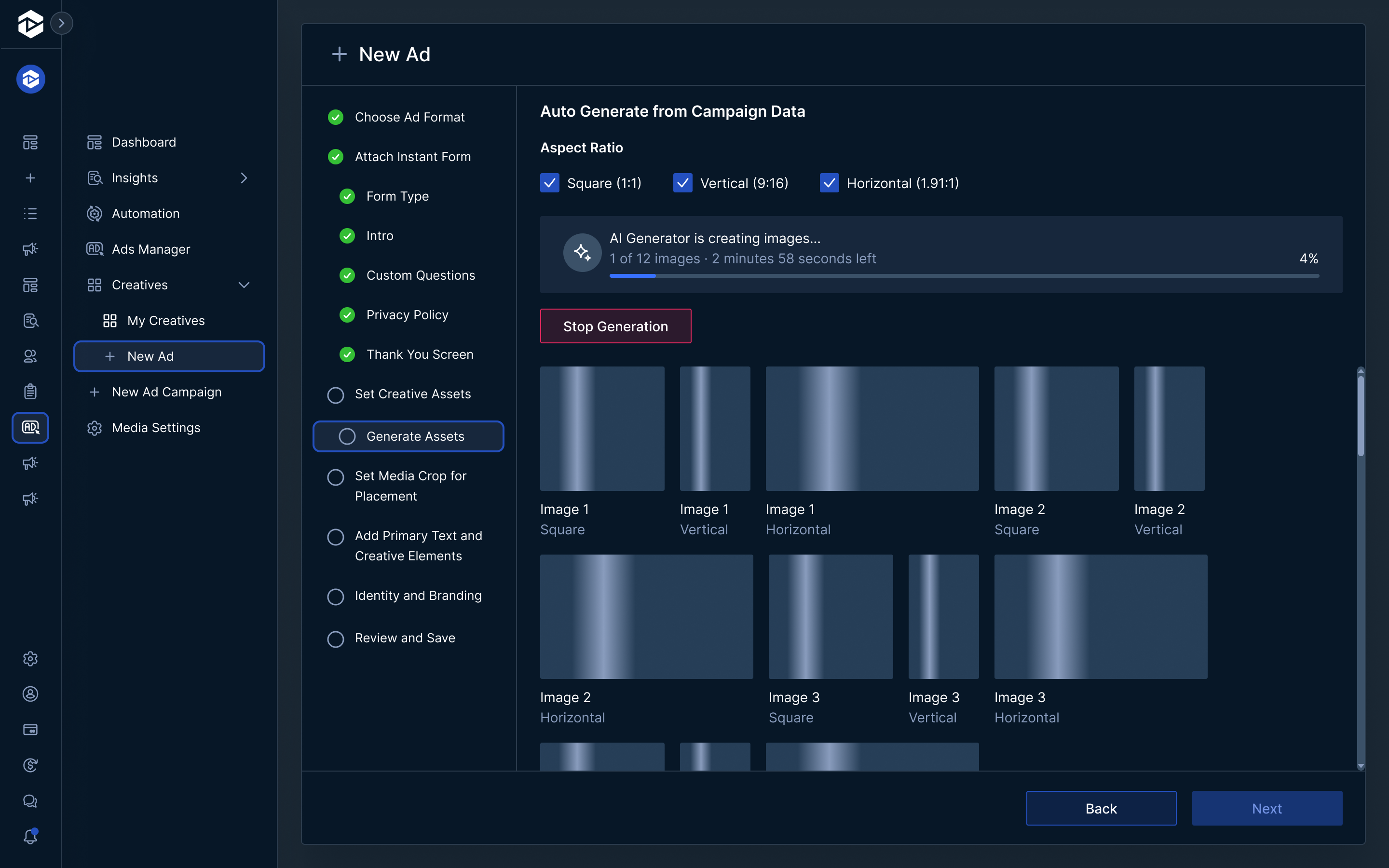 Analytics dashboard for user 'Mark Copeland' showing audience data across Instagram, Facebook, Twitter, YouTube, and Reddit. Includes bar charts of audience growth across all platforms and per platform, a pie chart of audience distribution by platform, and a segment breakdown by coaching types like personal development, life, and business coaching.