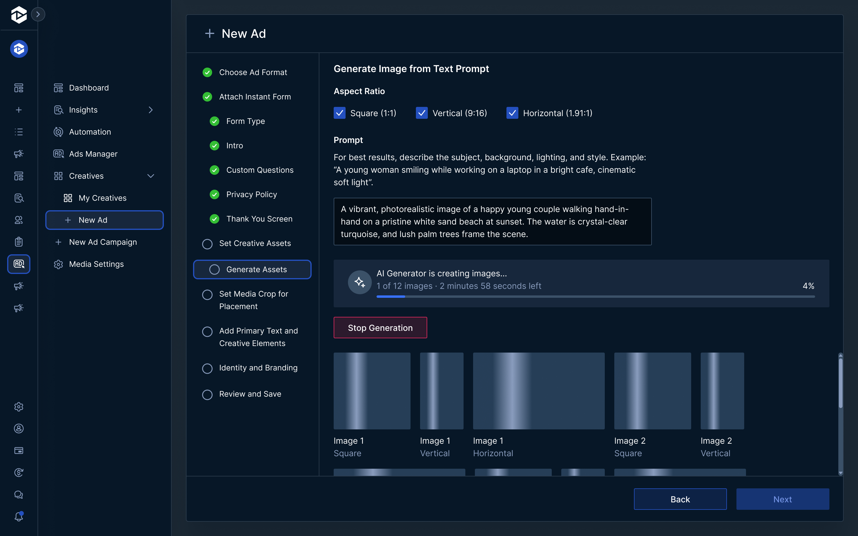 Analytics dashboard for user 'Mark Copeland' showing audience data across Instagram, Facebook, Twitter, YouTube, and Reddit. Includes bar charts of audience growth across all platforms and per platform, a pie chart of audience distribution by platform, and a segment breakdown by coaching types like personal development, life, and business coaching.