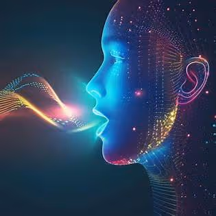 ai with lights of yellow, red and green coming out of its mouth