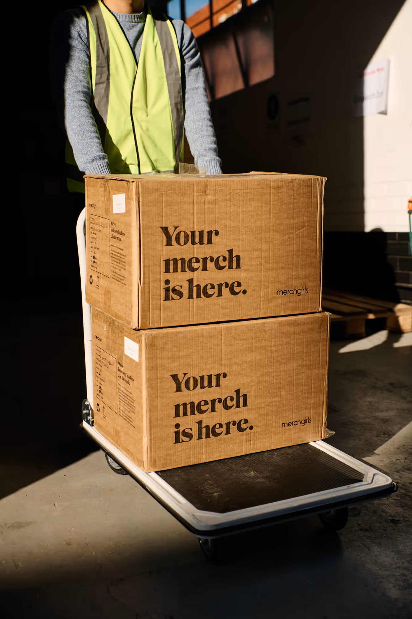 Merch warehousing and logistical support. The Merchgirls warehouse.