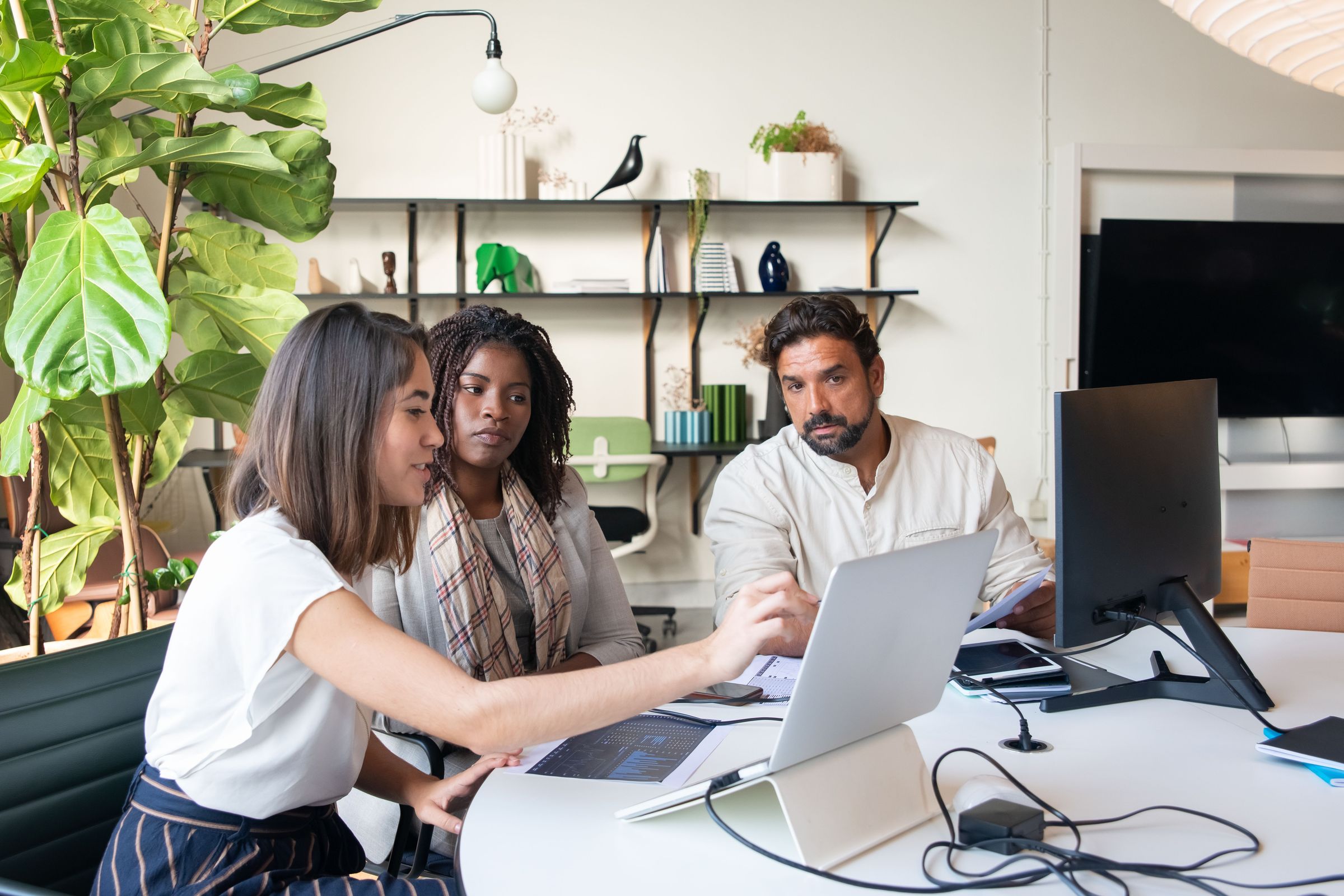 A team reviewing results together in an office