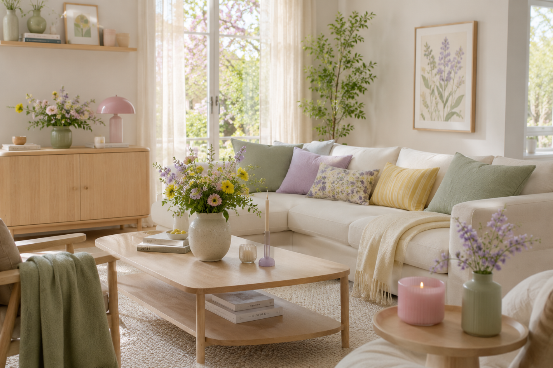 woonkamer voorjaar pastel