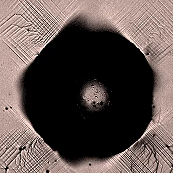 Optical micrograph of the free surface near to an indent in a single crystal of a Ni-based superalloy