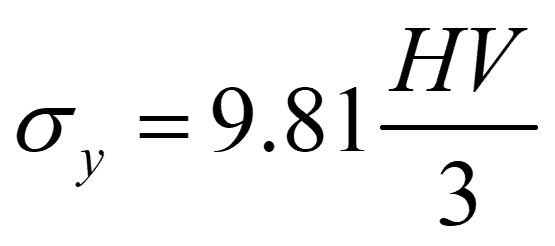 yield stress of a material is loosely related to the Vickers hardness