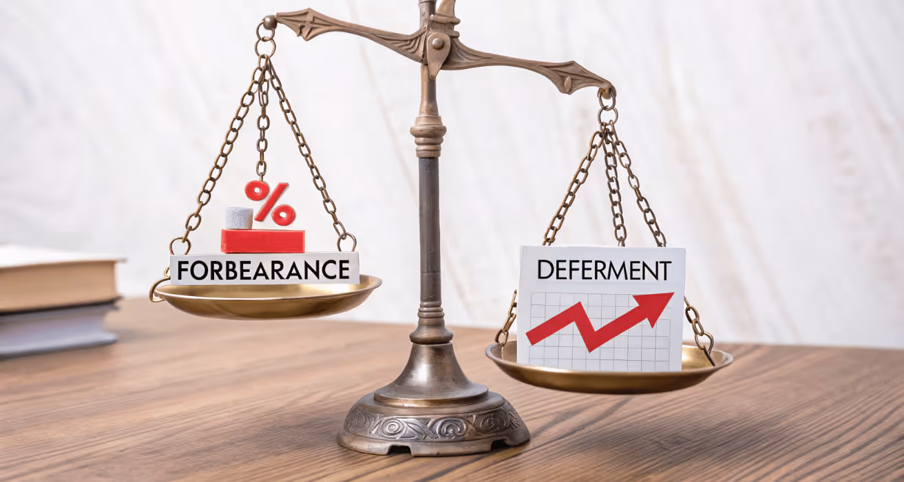 Forbearance pauses mortgage payments temporarily, with repayment soon after. Deferment delays payments to loan end. Choose wisely.