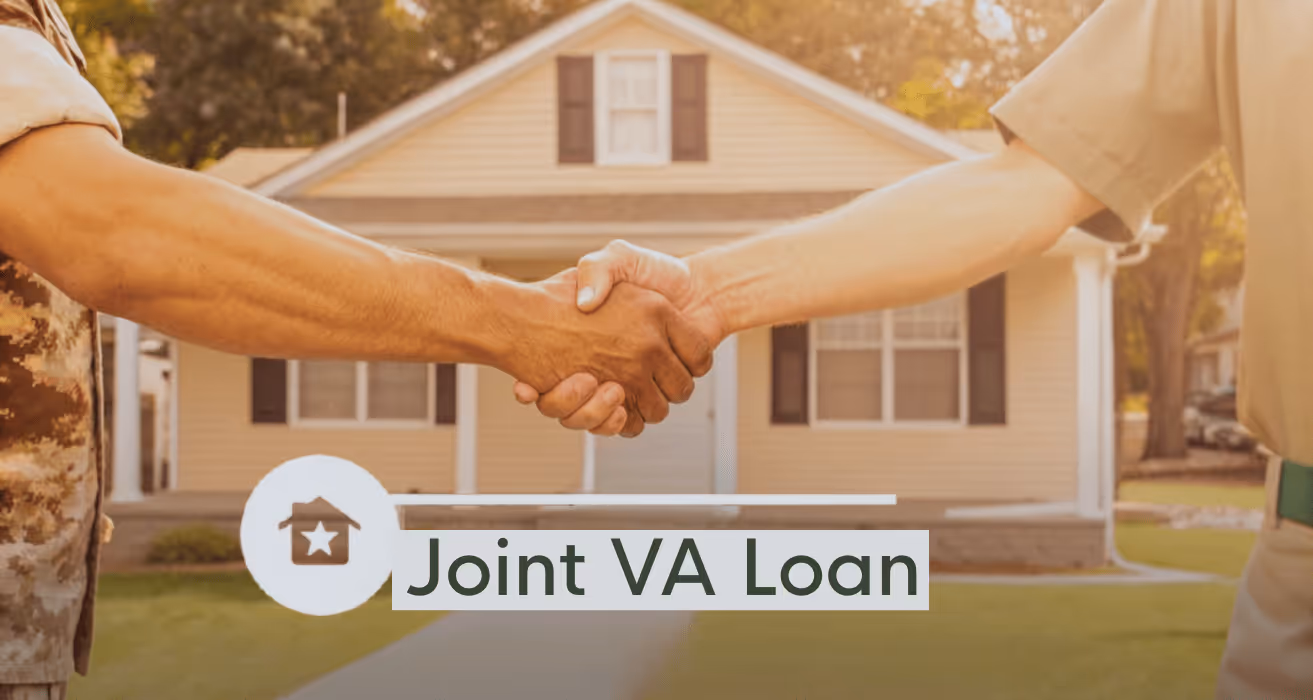 Two people reviewing a home purchase document together, representing co-borrowers using a Joint VA Loan to buy a house together.
