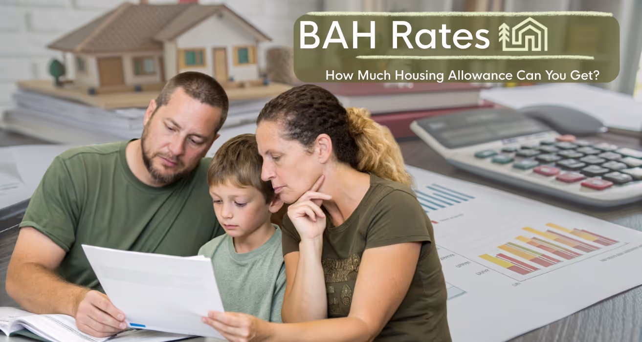 Chart showing 2025–2026 BAH rate increases by rank and location to help service members estimate their housing allowance.