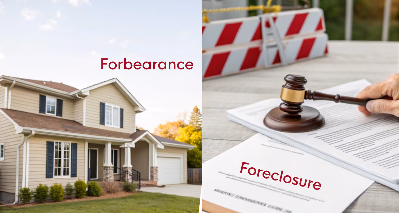 Reviewing mortgage documents, weighing options between forbearance relief and the risk of foreclosure action.