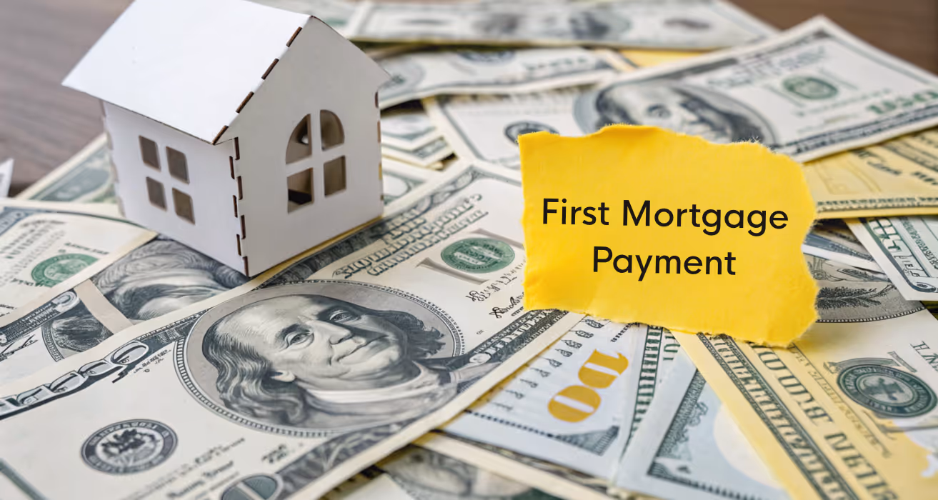 A homeowner planning first mortgage payment after closing.