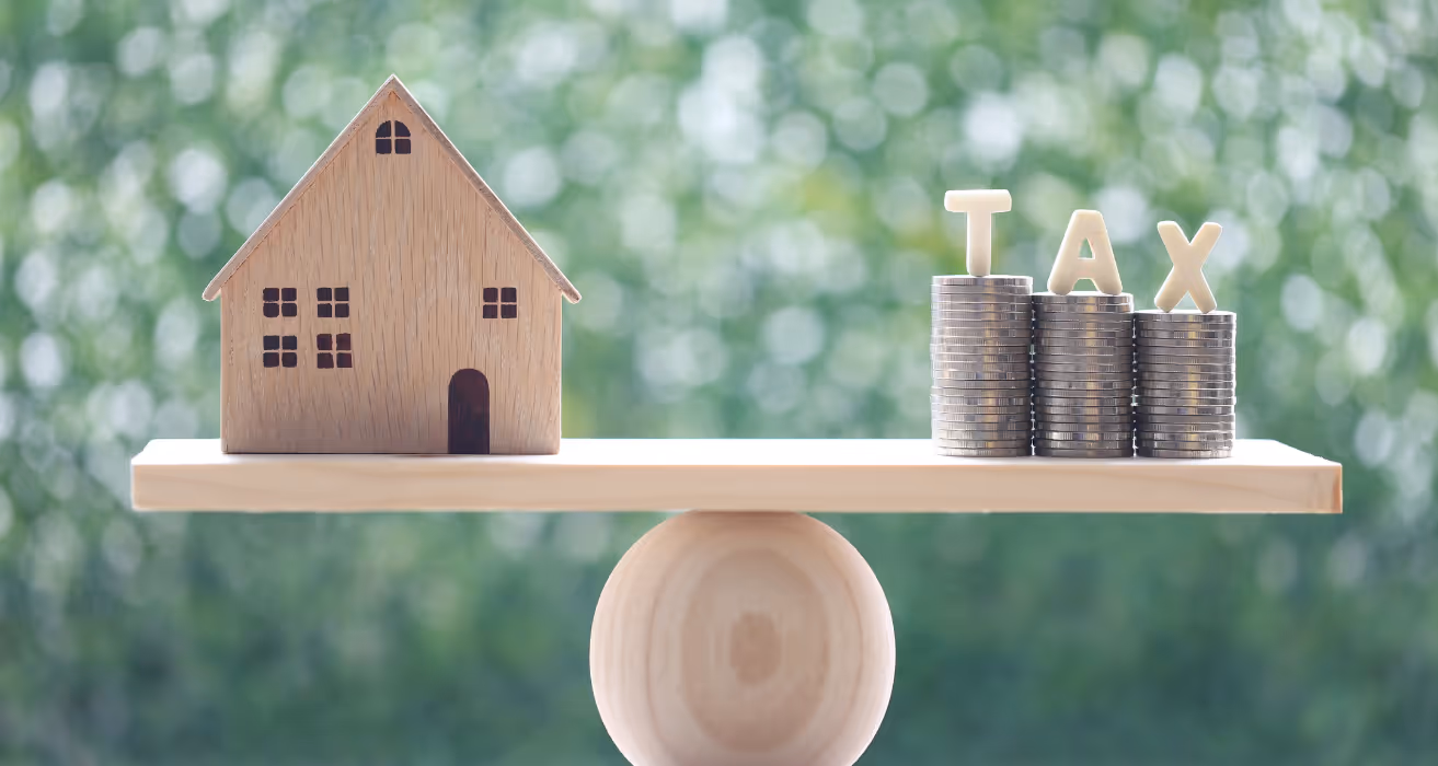Property taxes and insurance payments are shown being collected through an impound account linked to a mortgage and escrow account.