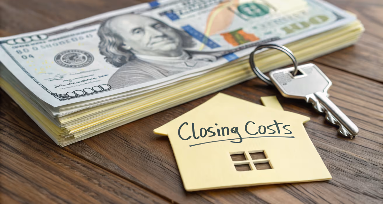Homeowners discussing paperwork with a loan officer, considering no-closing-cost mortgage refinance to save on upfront fees.