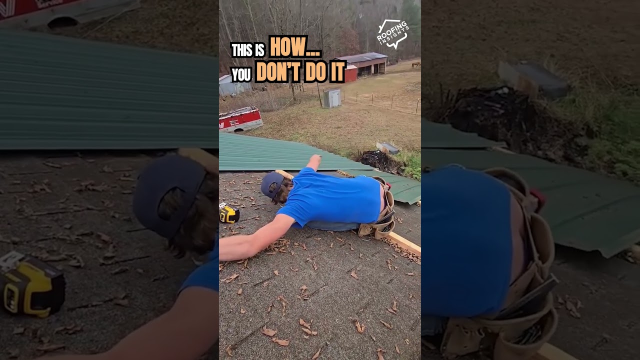 Never wear flip-flops on a metal roof—here's what happens #roofing #dangeroustiktok #fails