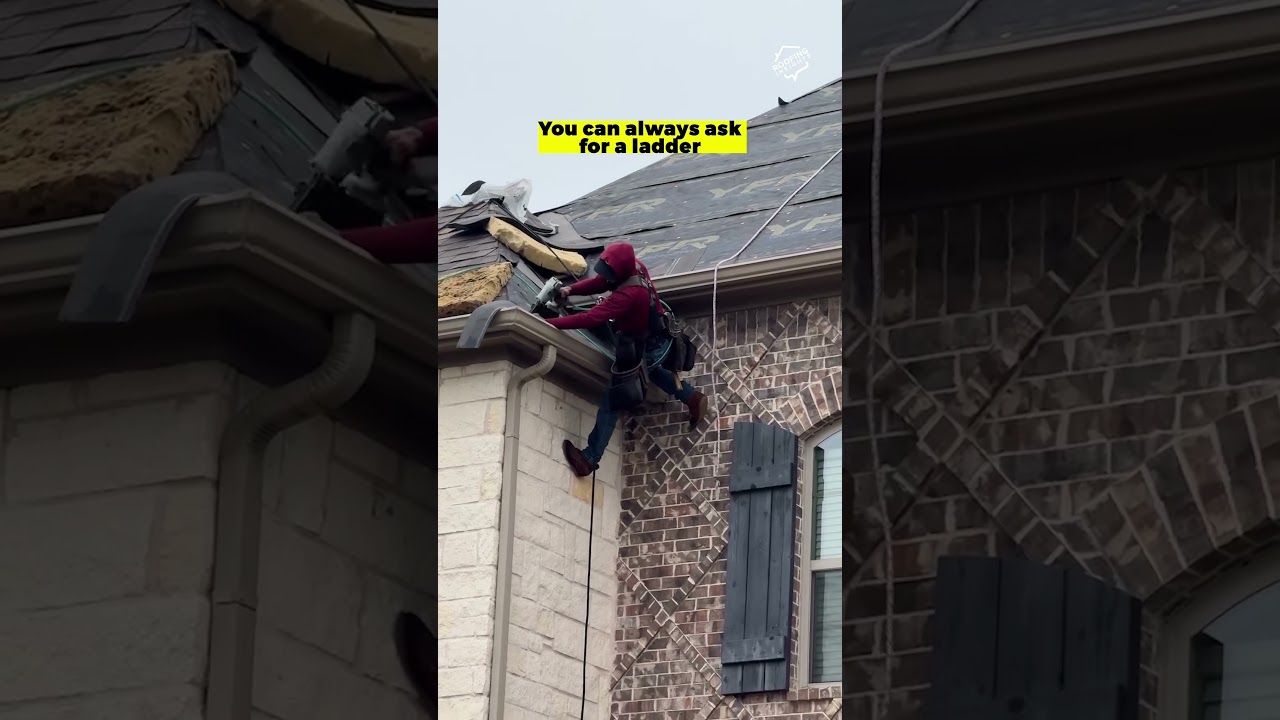 That harness is the only thing between him and disaster #roofinglife #safetyaware