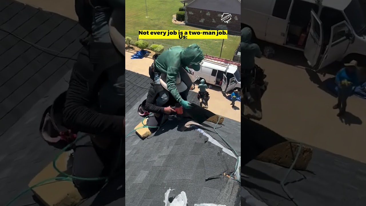 Find someone who'll literally carry you #roofinglife #teamwork #construction
