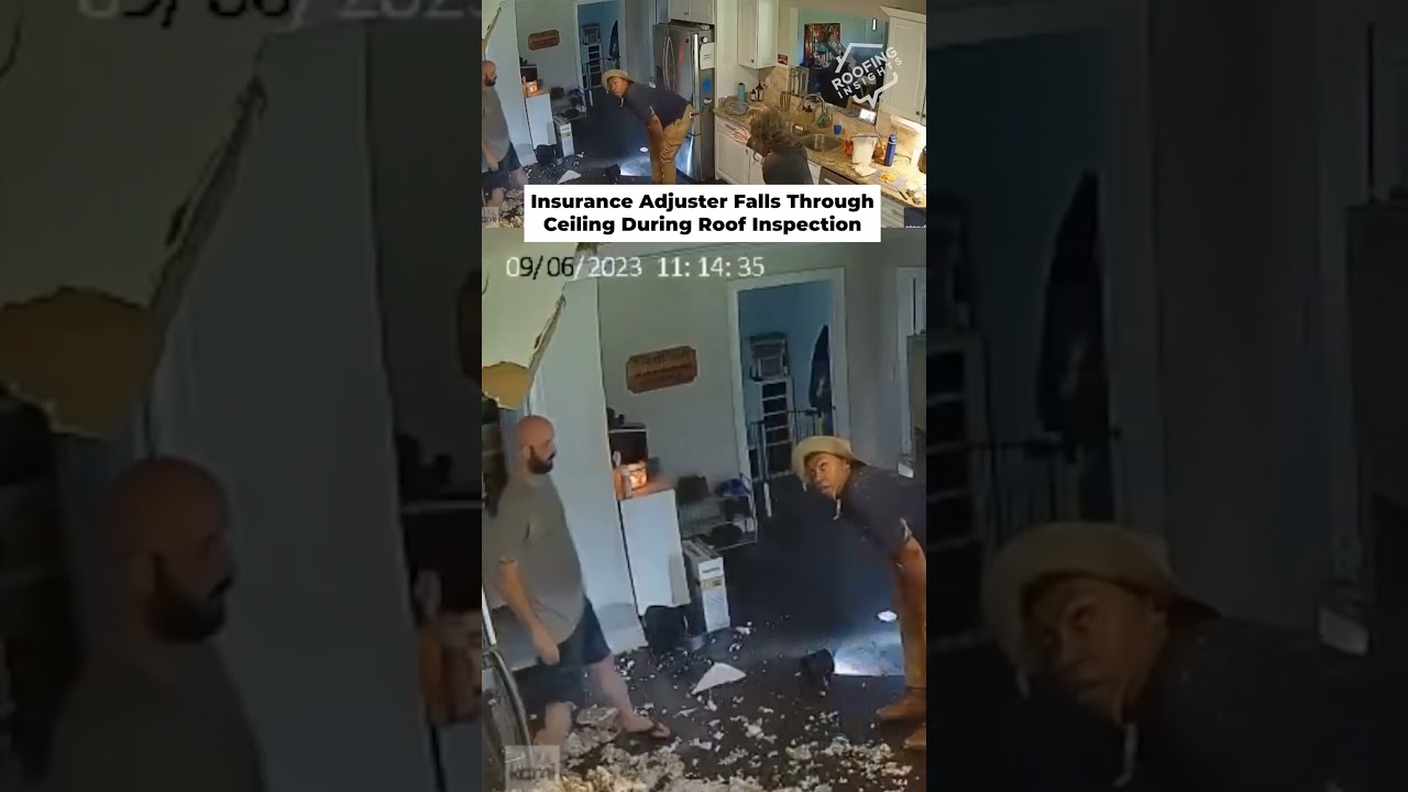 Insurance Adjuster Falls Through Ceiling During Roof Inspection 😳