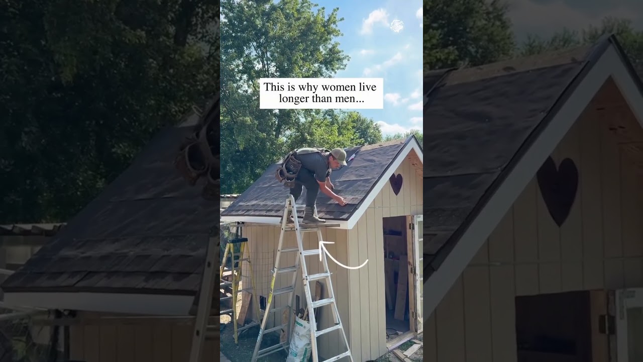 Some people see a ladder. Others see a challenge. 🤷🏻‍♂️😂🪜 #roofinghumor