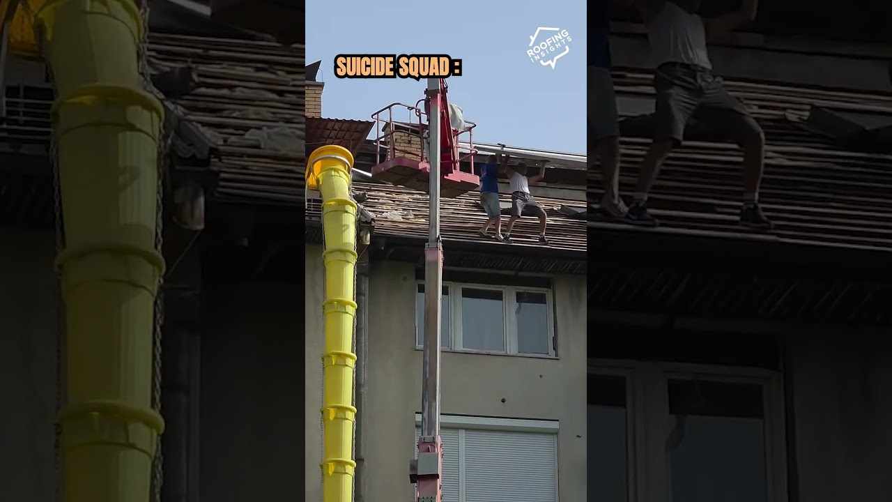 Is this the craziest roofing crew ever? 👷♂️ #roofing #fails #shorts