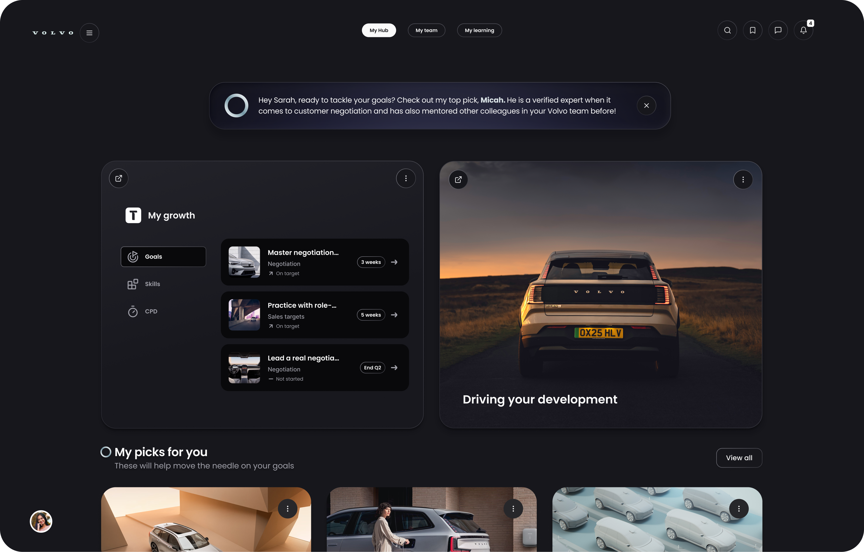 Enterprise learning management system dashboard in Thrive LMS