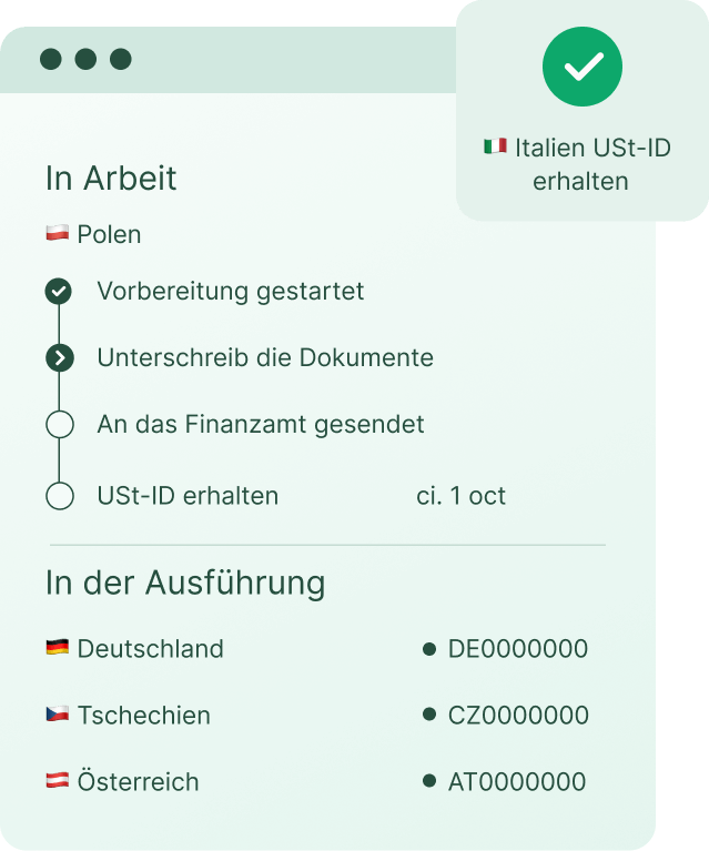 Amazon FBA Warenlager Übersicht mit Steuerpflichten und aktiven Lagerländern wie Polen und Tschechien