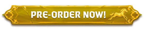 Gold decorative button with white text saying 'PRE-ORDER NOW!'