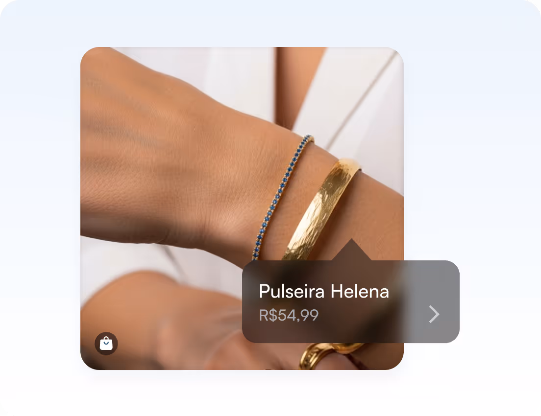 Exemplo de catálogo de produtos integrado ao Instagram Shopping com pulseiras femininas