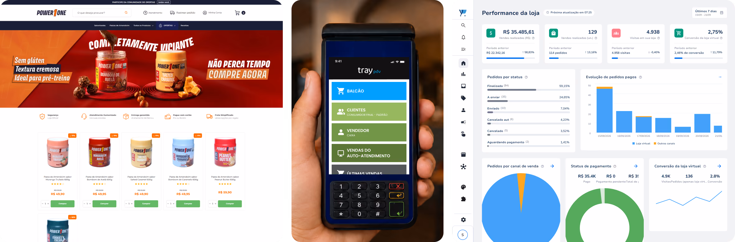 Loja virtual, marketplaces e painel de gestão integrados na plataforma de e-commerce Tray.