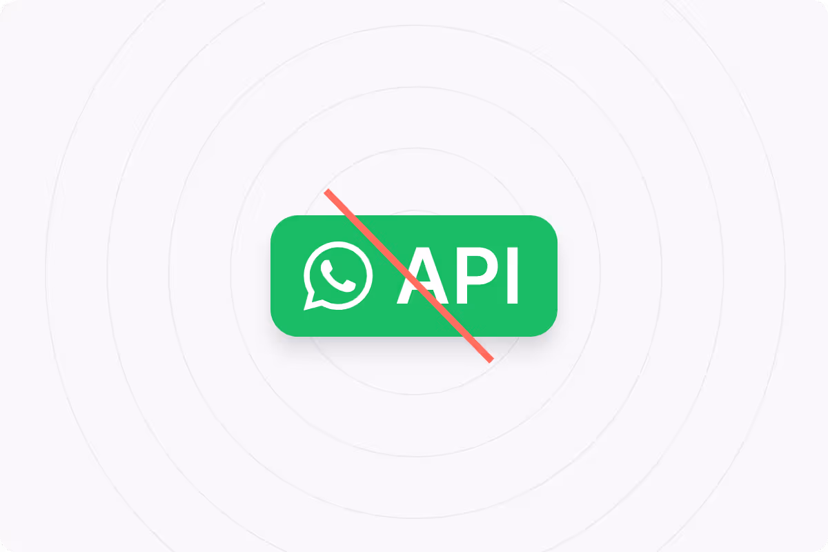 Green WhatsApp API button icon with a red diagonal line crossing it out.