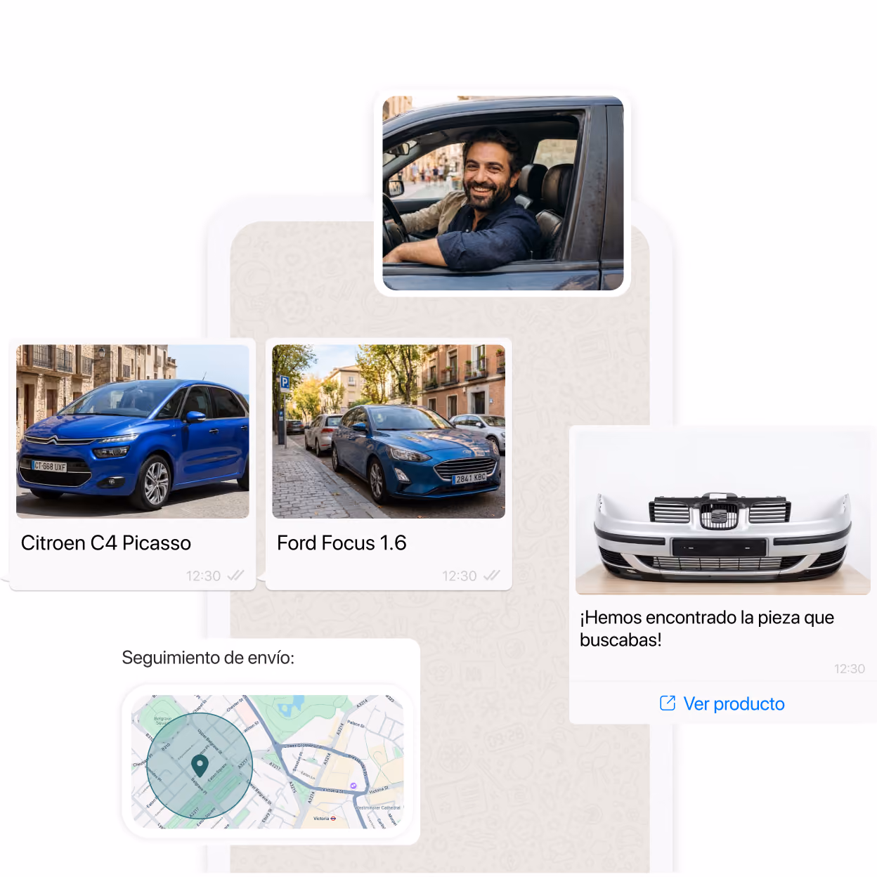 Interfaz de Hubtype con leads calificados listos para la venta en un desguace