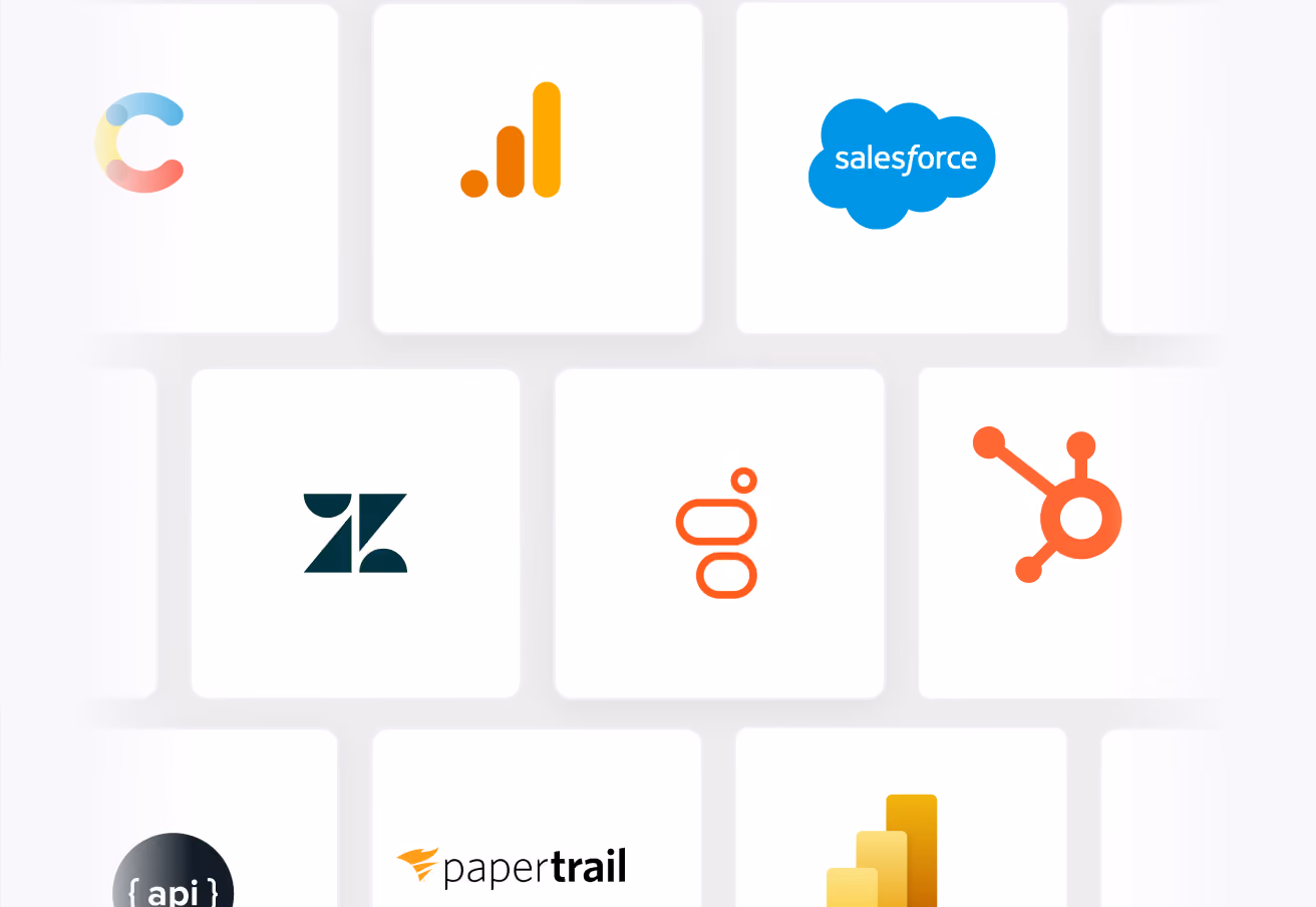 Logos de CRM y helpdesk: Salesforce, Zendesk, Genesys y HubSpot