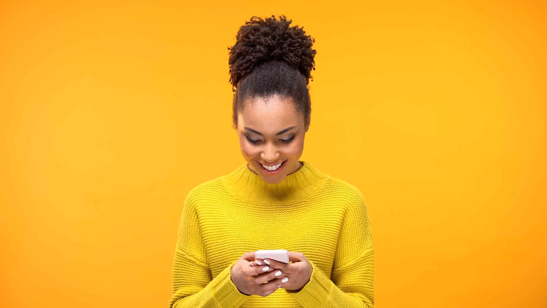 woman talking to conversational app