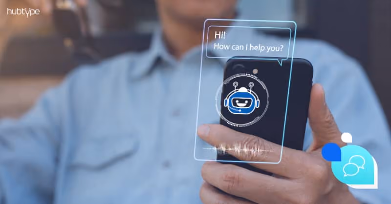 Chatbot on smartphone screen, representing conversational AI technology in customer support.