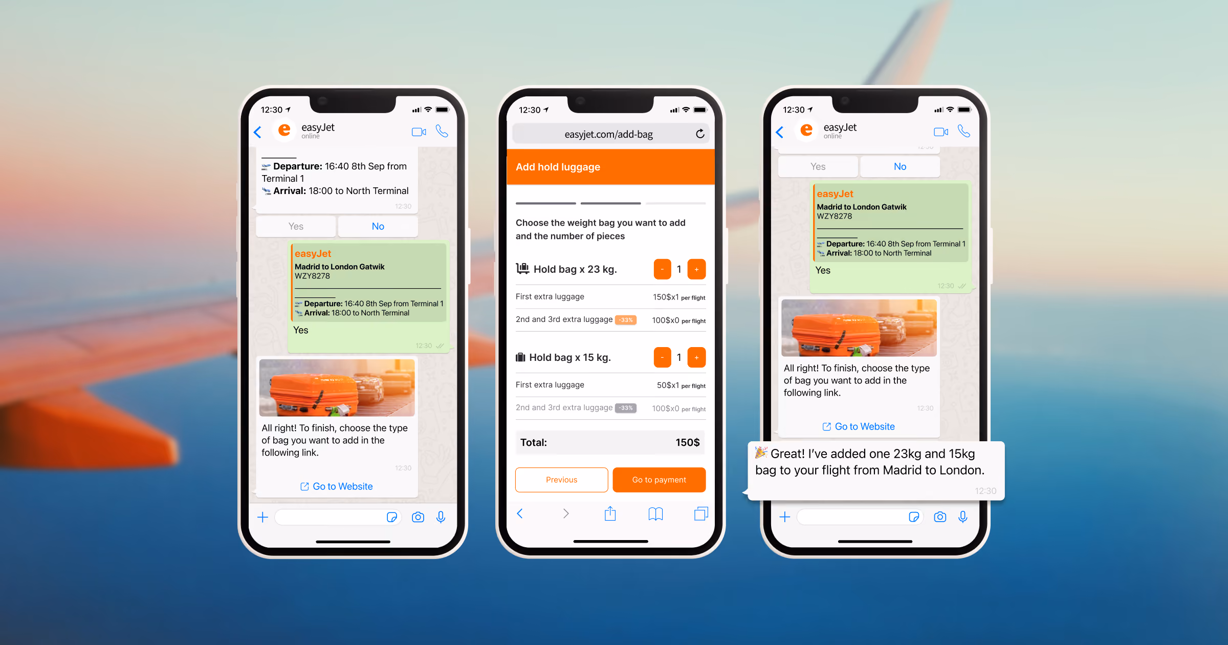 Conversational app for easyjet for cx and sales all through whatsapp