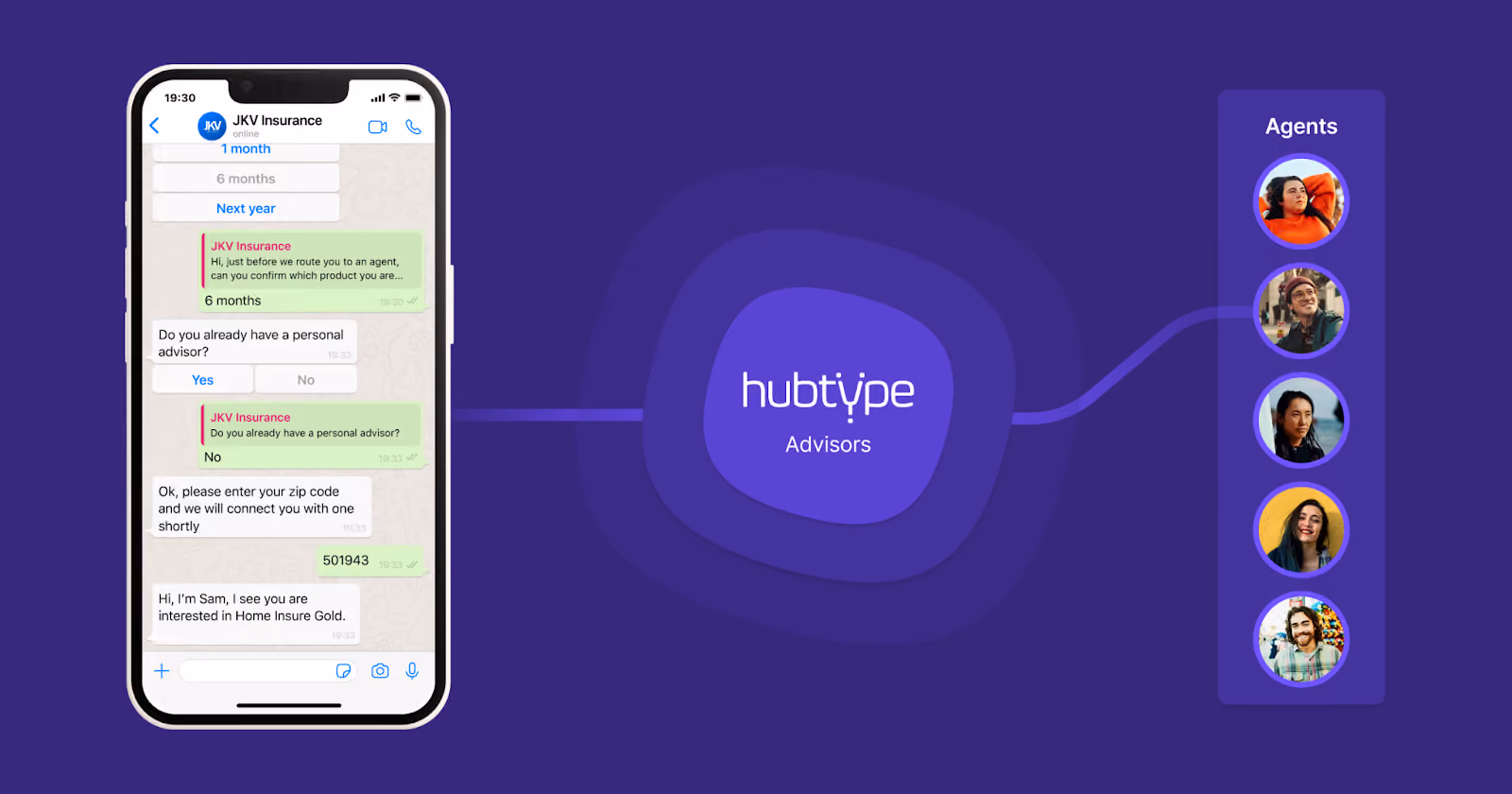 WhatsApp for insurance companies Hubtype advisors