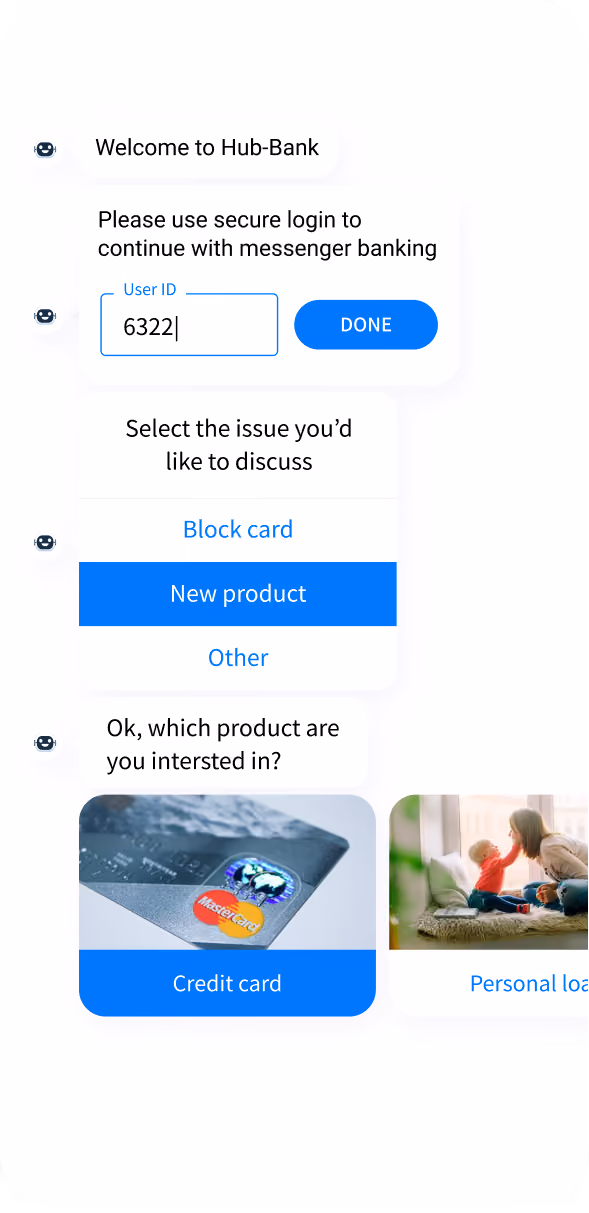 ordering a new bank card through messaging