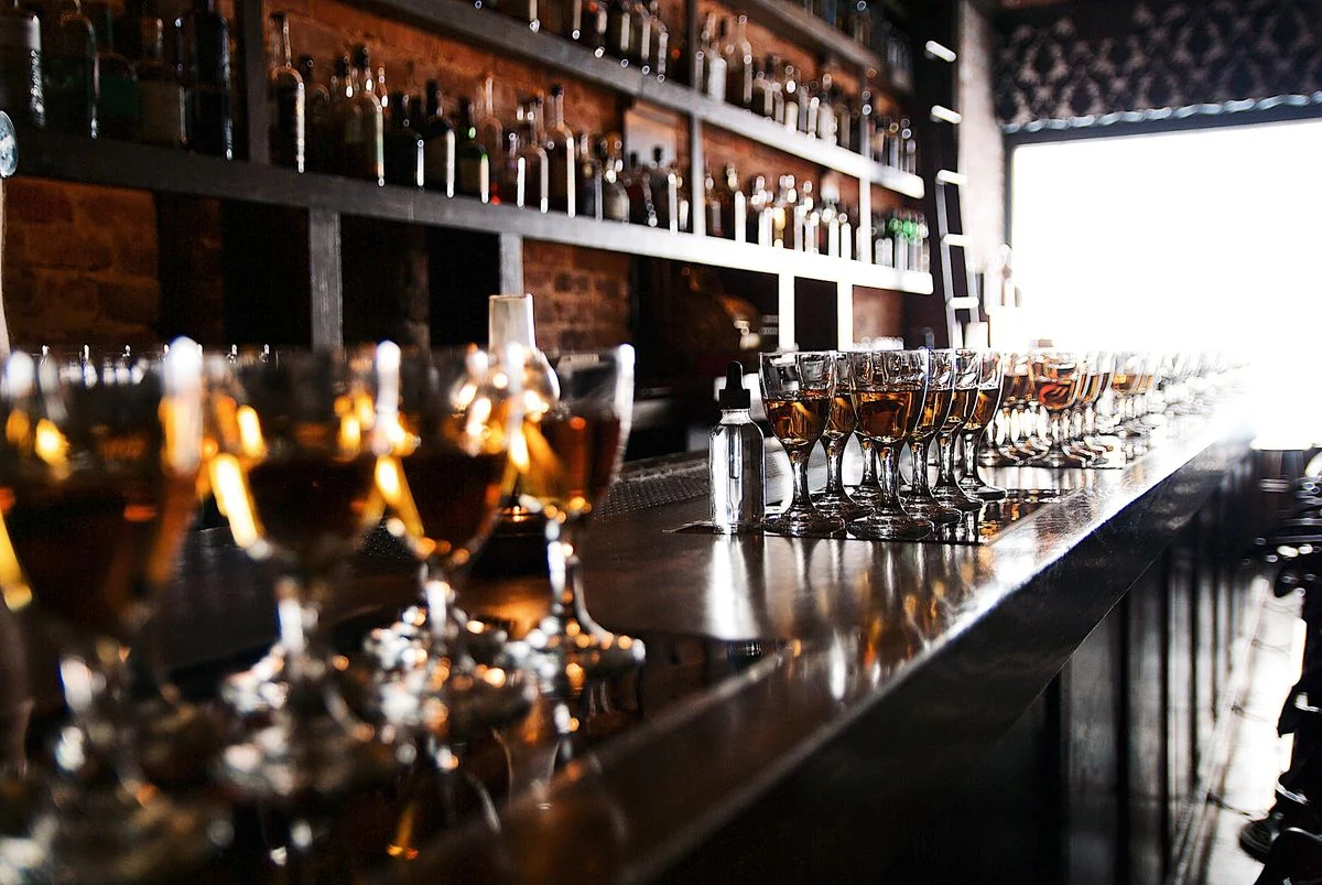 Old school wooden bar with spirits
