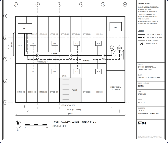 Level 2 mechanical piping plan drawing