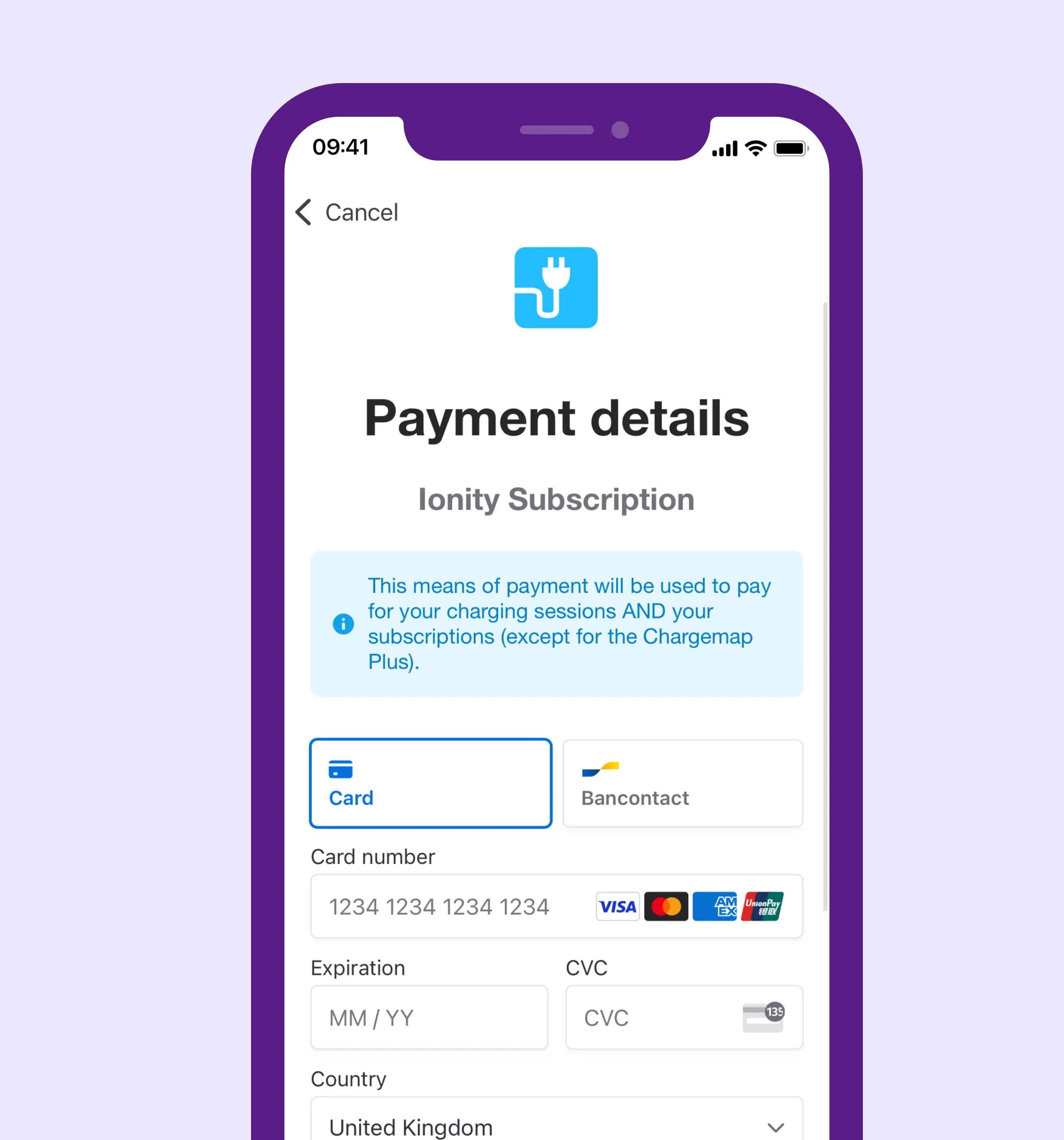 Payment details chargemap ionity subscription