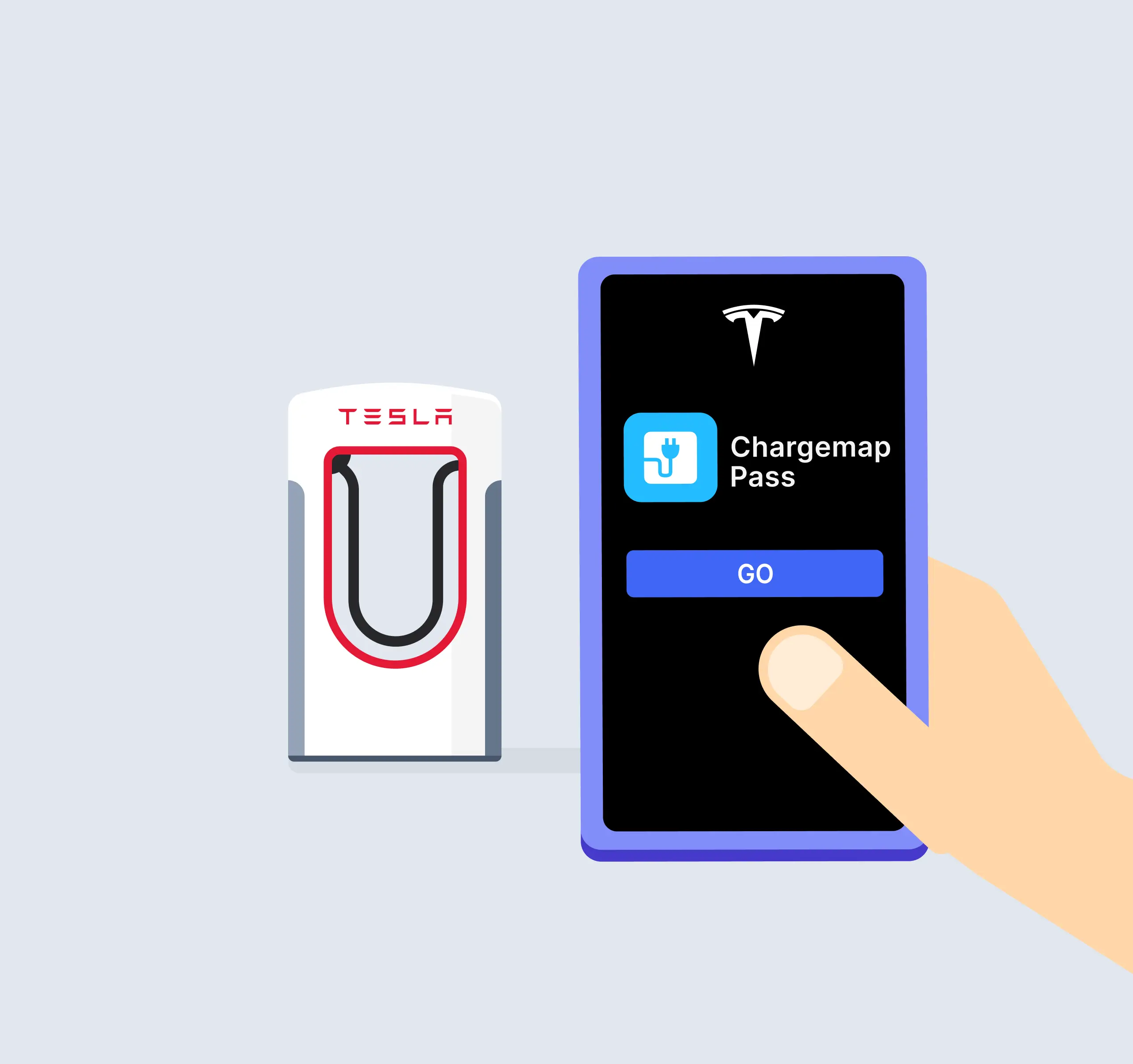 charging sessions with tesla supercharger and chargemap pass