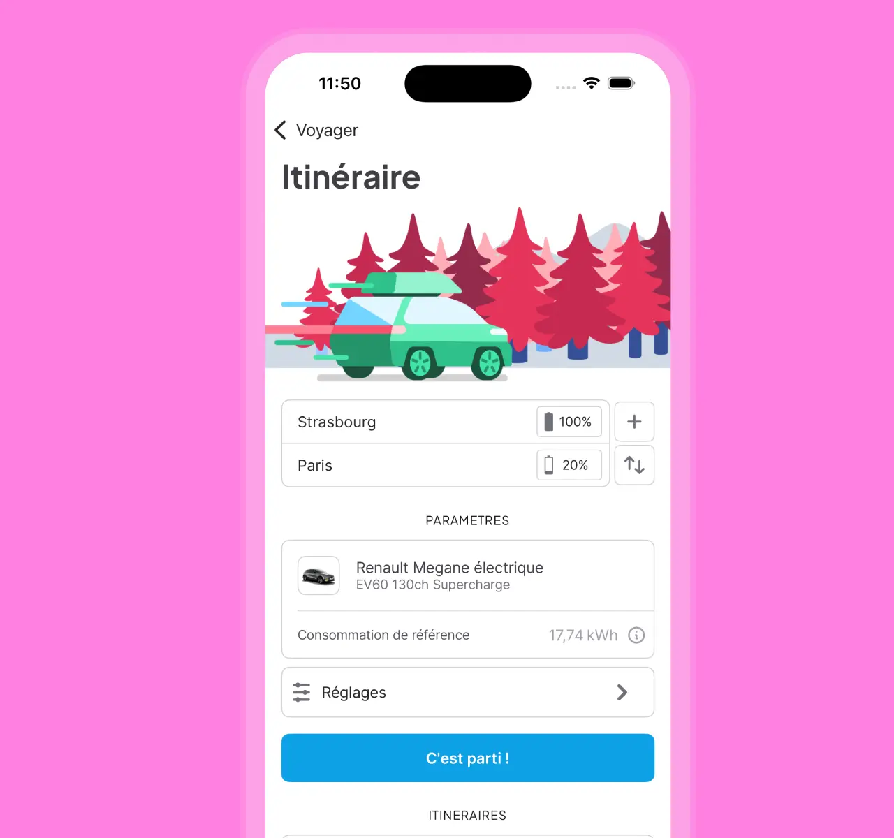 mockup chargemap planifiez itinéraire