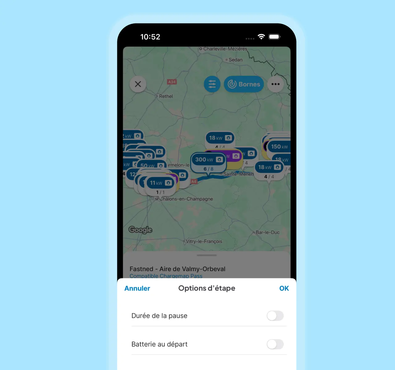 chargemap planificateur : parcours