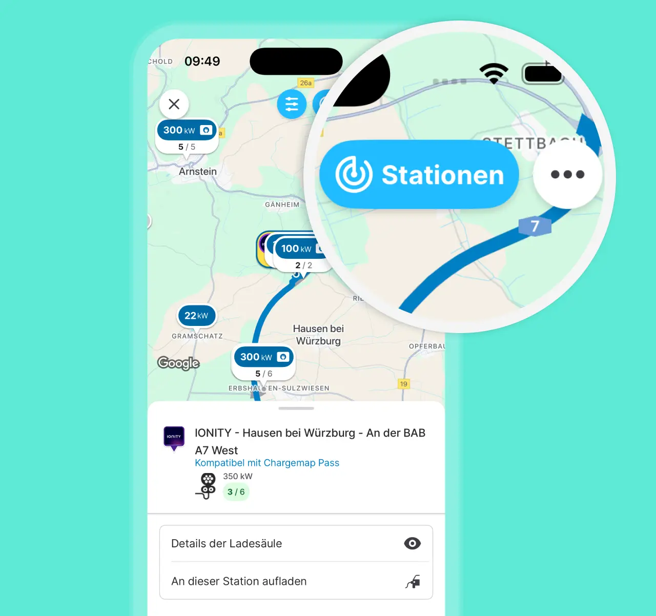 Informieren Sie sich über die Ladestationen in der Umgebung
