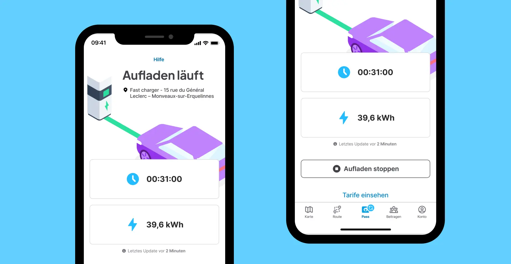 Chargemap Pass : Mockup aufladen per handy