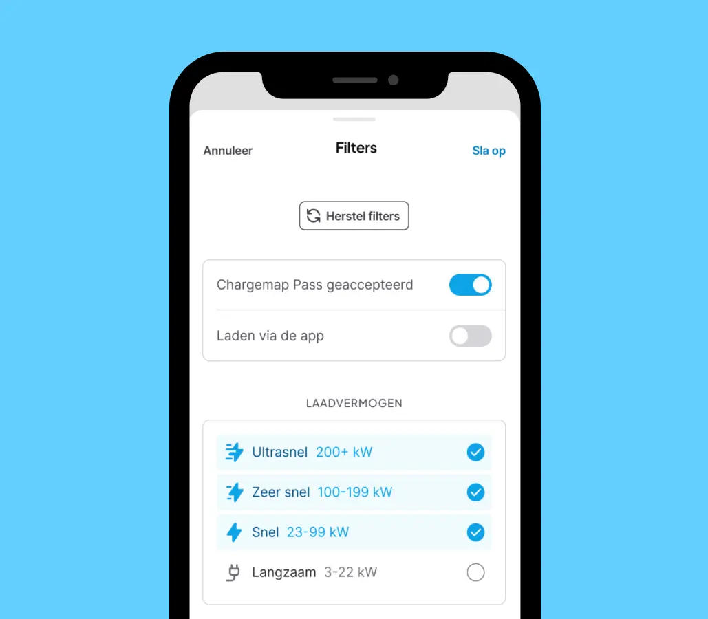 mockup filters chargemap Pass