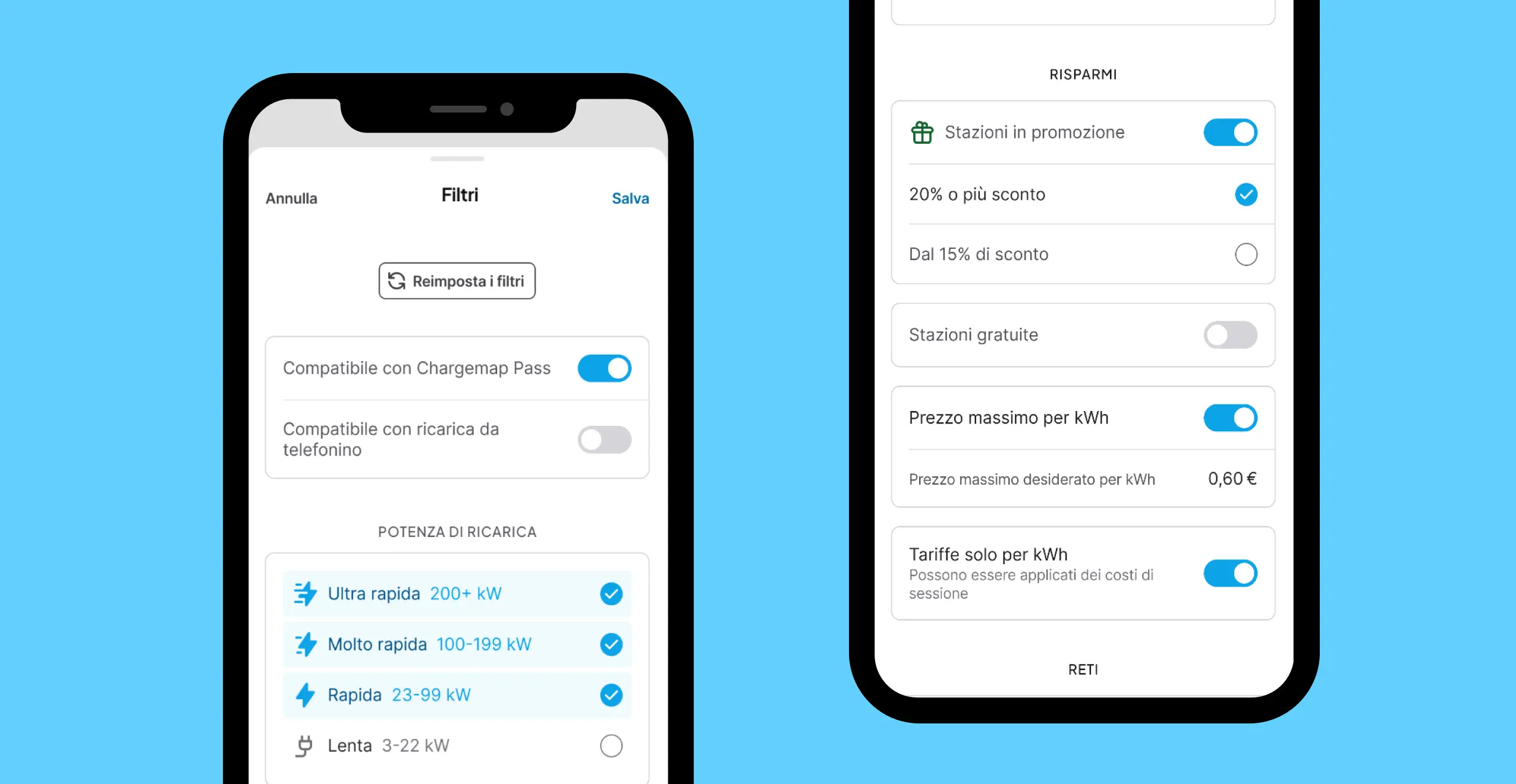 Chargemap Pass : Filtri