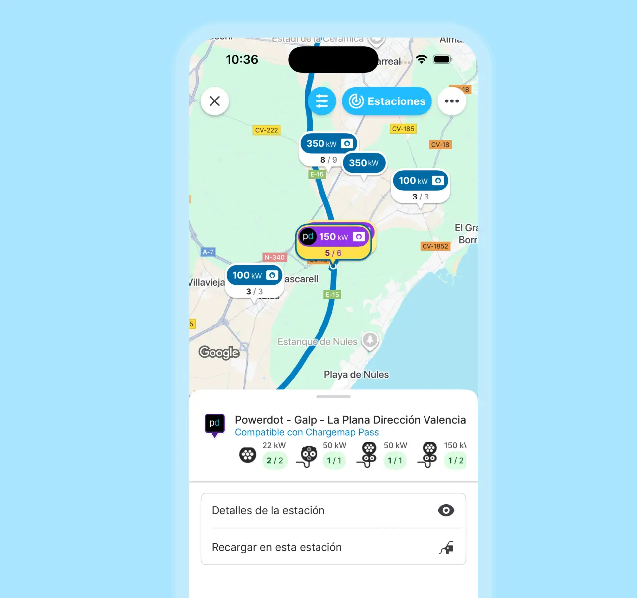 ¿Necesita recargar cerca de un lugar preciso?
