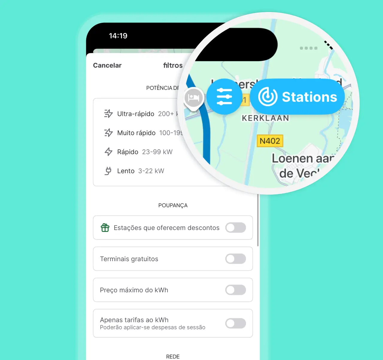 Afine a pesquisa de terminais alternativos
