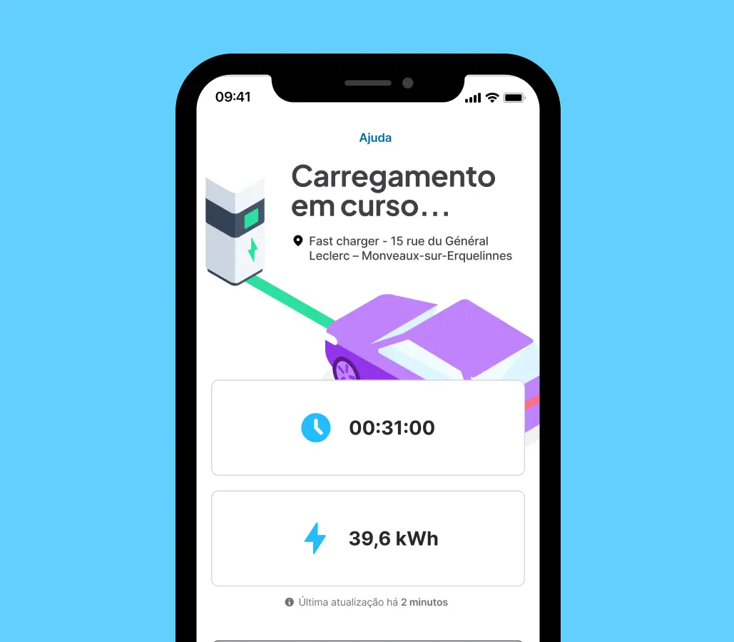 mockup chargemap pass : Carregamento atraves do telemovel