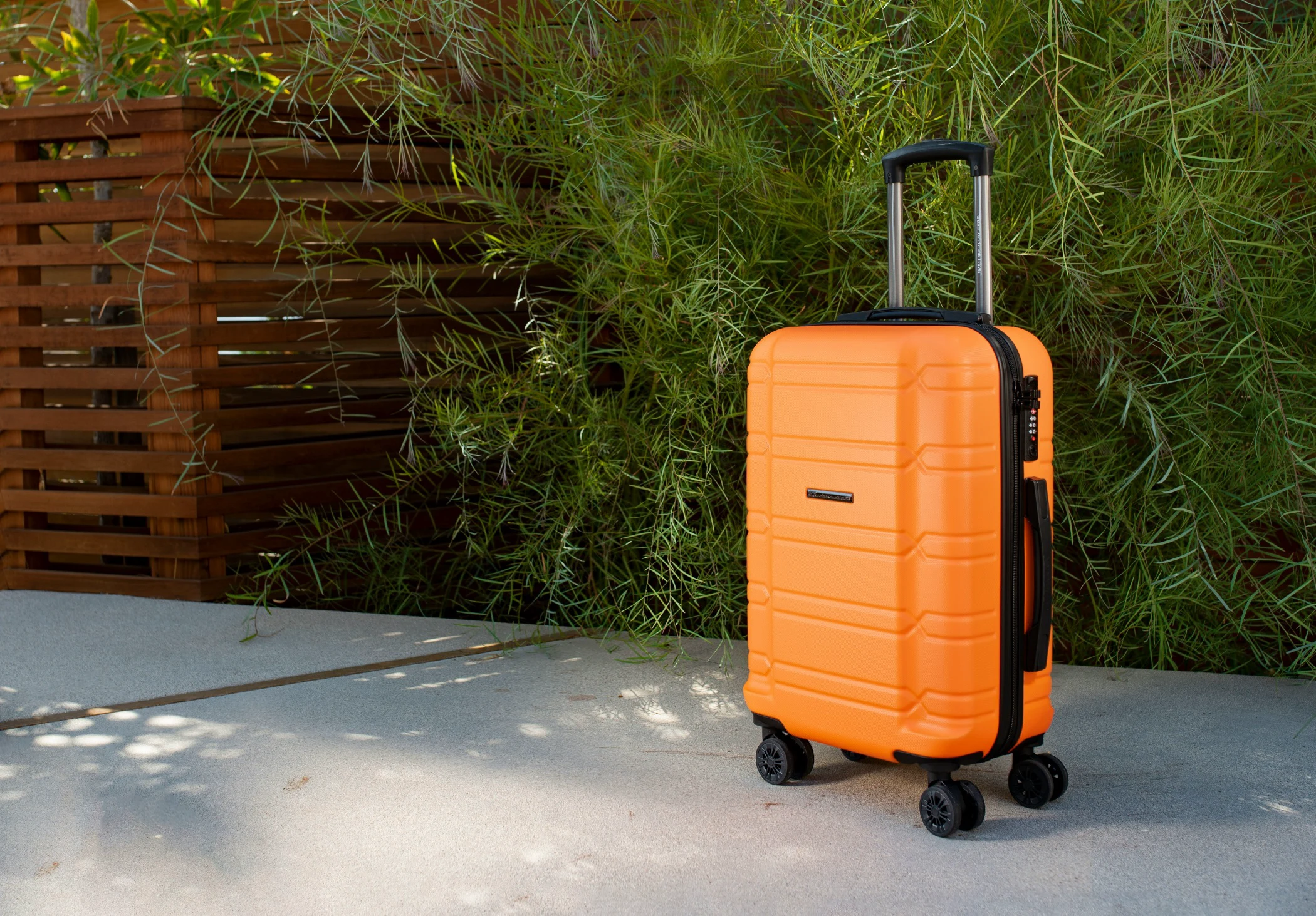 An orange suitcase.