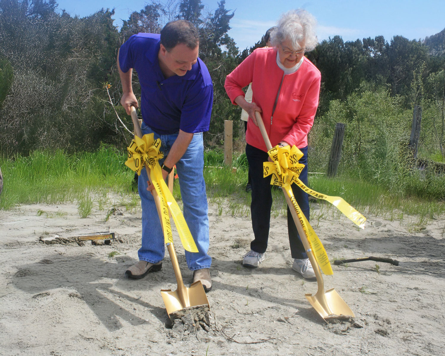 Tommy and Julia Hutcherson breaking ground for Ocracoke Fire Station.